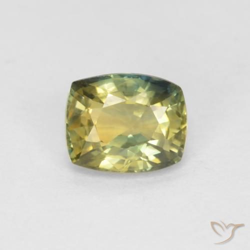0.99ct 天然 緑ががかったイエロー サファイア, クッション, VVS-VS