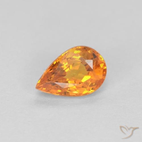 0.57ct 天然 ミディアムオレンジ サファイア, 洋梨の形, VS