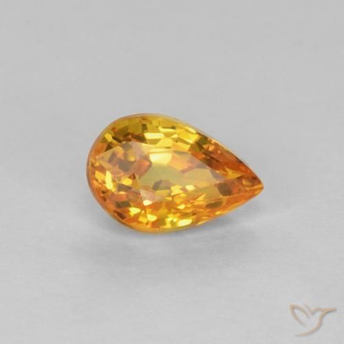 0.61ct 天然 ミディアムオレンジ サファイア, 洋梨の形, VVS-VS
