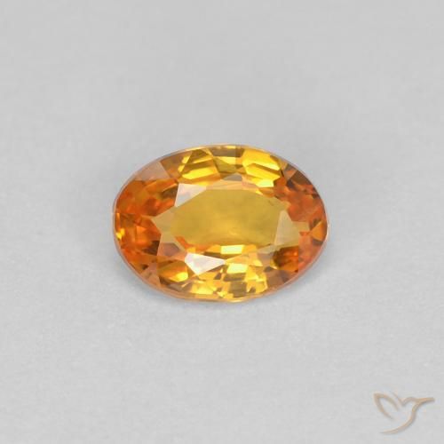 0.43ct 天然 アプリコットオレンジ サファイア, 楕円形, VVS