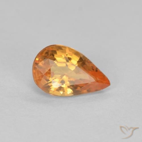 0.53ct 天然 鮮やかなオレンジ サファイア, 洋梨の形, VVS