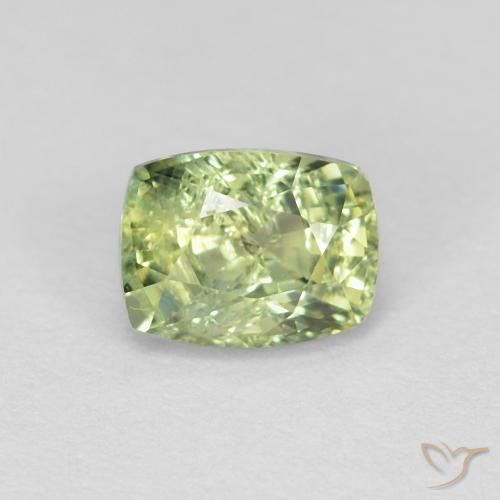 0.83ct 天然 黄みがかったグリーン サファイア, クッション, VS-SI