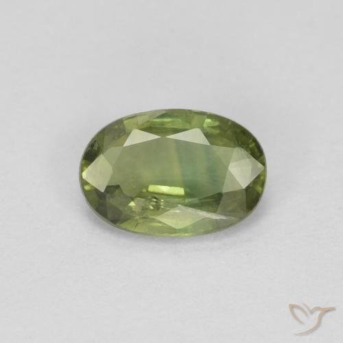 0.54ct 天然 ミディアムダークグリーン サファイア, 楕円形, VS