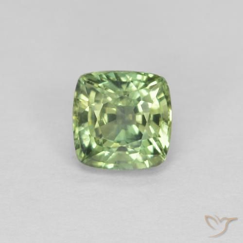 0.82ct 天然 黄みがかったグリーン サファイア, クッション, VVS-VS