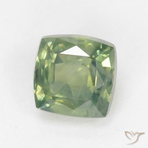 0.88ct 天然 薄いセージグリーン サファイア, クッション, VS