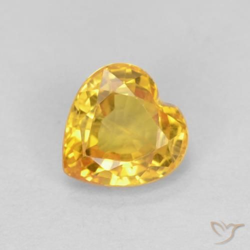 0.49ct 天然 ゴールド サファイア, 心臓, VVS-VS