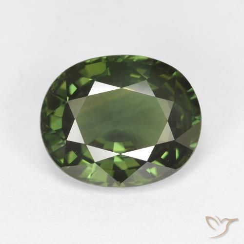 4.12ct 天然 ディープグリーン サファイア, 楕円形, VVS