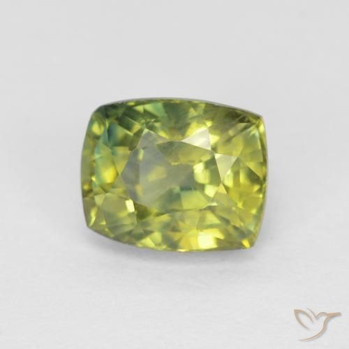 0.98ct 天然 Medium Light Green サファイア, クッション, VVS-VS