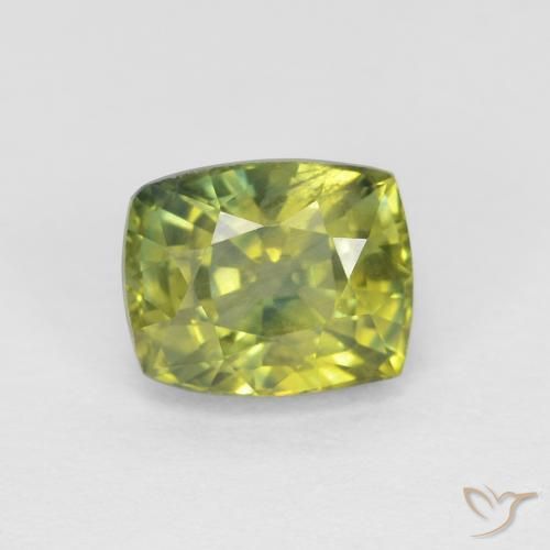 0.98カラットの天然Medium Light Greenサファイア、クッション、VVS-VS