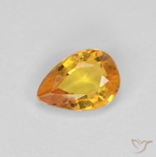 0.46ct 天然 濃いオレンジゴールド サファイア, 洋梨の形, VS-SI