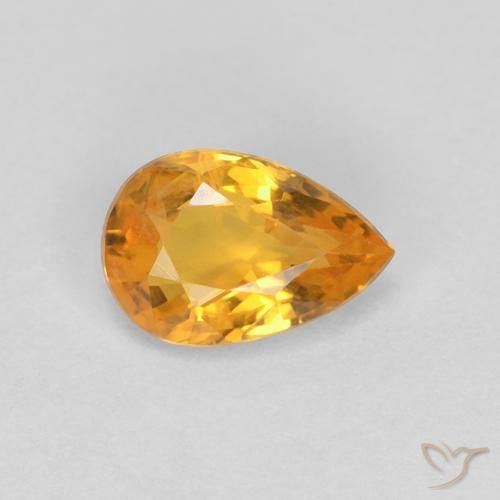 0.50ct 天然 ミディアムオレンジ サファイア, 洋梨の形, VS-SI