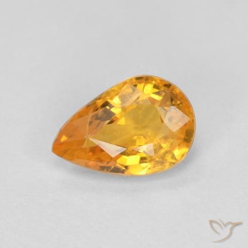 0.54ct 天然 濃いオレンジゴールド サファイア, 洋梨の形, VS-SI