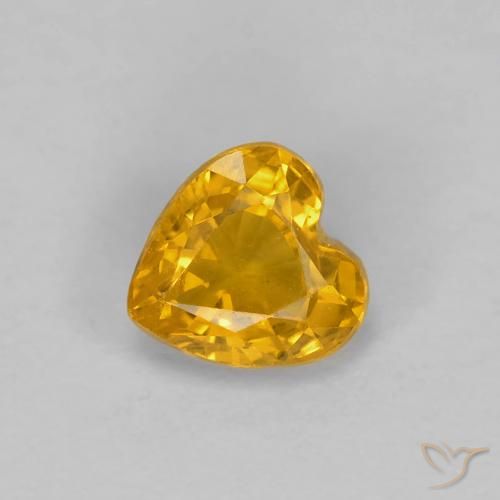 0.51ct 天然 濃いオレンジゴールド サファイア, 心臓, VS