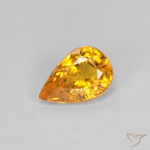 0.60ct 天然 ダークオレンジゴールド サファイア, 洋梨の形, VVS