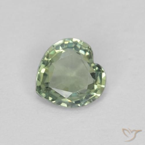 0.38ct 天然 ウォームグリーン サファイア, 心臓, VVS-VS