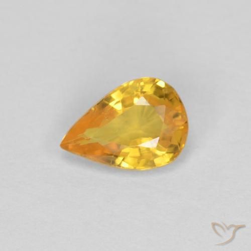 0.50ct 天然 ミディアムゴールド サファイア, 洋梨の形, VS