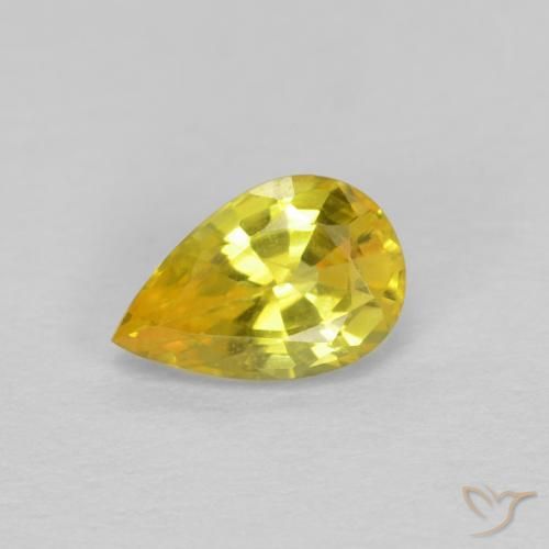 0.58ct 天然 ミディアムイエロー サファイア, 洋梨の形, VS