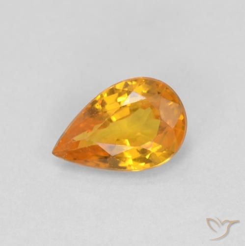 0.48ct 天然 濃いオレンジゴールド サファイア, 洋梨の形, VVS-VS