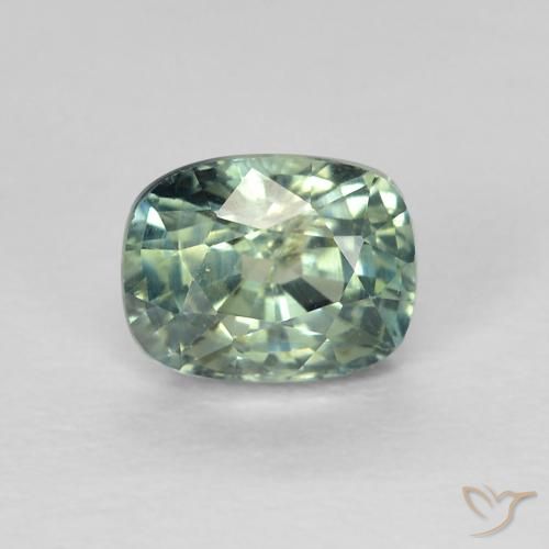 0.86ct 天然 ライトブルーグリーン サファイア, クッション, VS
