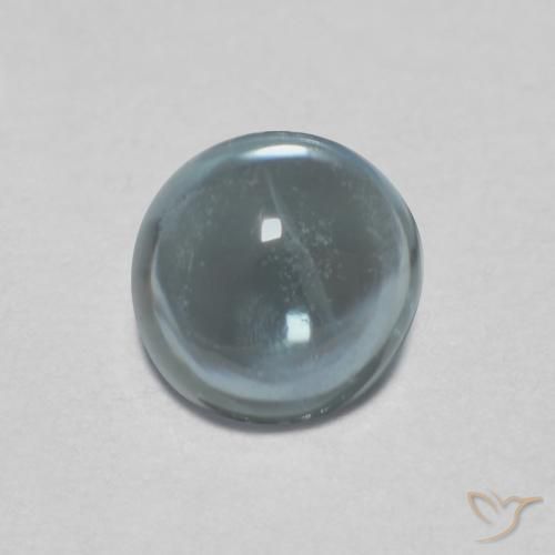 0.51ct 天然 グレーがかったブルーグリーン サファイア, ラウンド, 透明