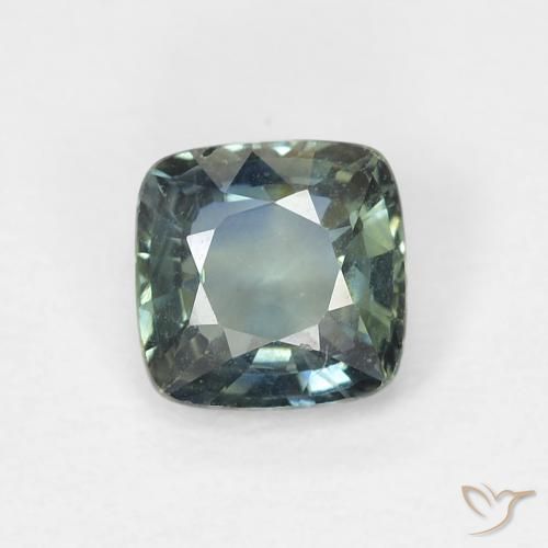0.61ct 天然 青みがかったグリーン サファイア, クッション, VVS-VS