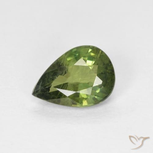 0.88ct 天然 ディープグリーン サファイア, 洋梨の形, VS-SI