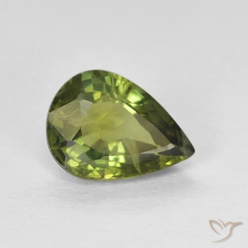 0.97カラットの天然Medium Dark-Greenサファイア、洋梨の形、VS