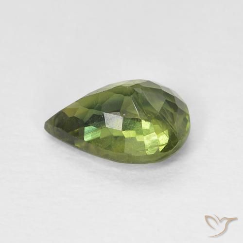 0.97カラットの天然Medium Dark-Greenサファイア、洋梨の形、VS