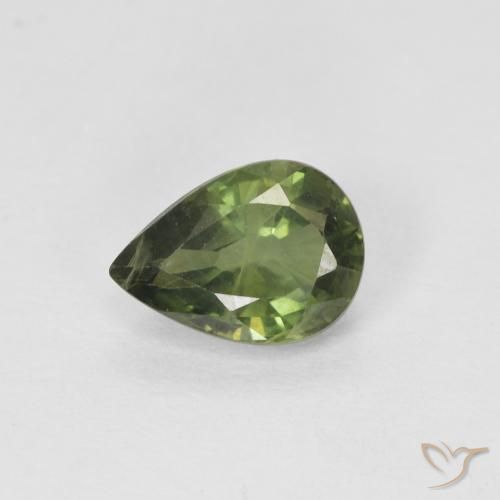 0.99ct 天然 アーシーグリーン サファイア, 洋梨の形, VS-SI