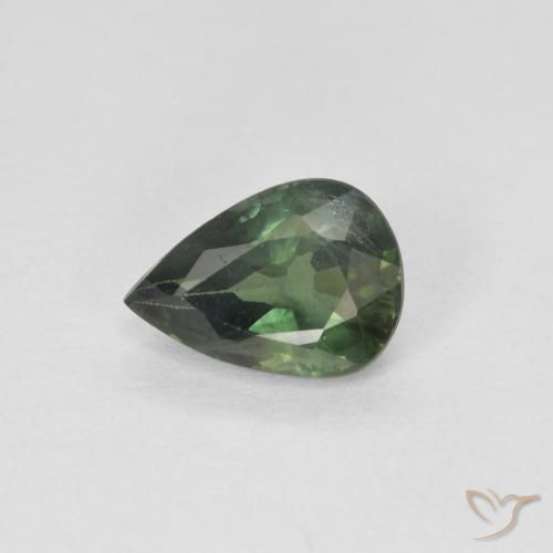 0.88ct 天然 フォレストグリーン サファイア, 洋梨の形, VS-SI