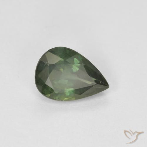 0.92ct 天然 ダークグリーン サファイア, 洋梨の形, VS