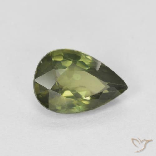 0.85ct 天然 ウォームフォレストグリーン サファイア, 洋梨の形, VVS-VS