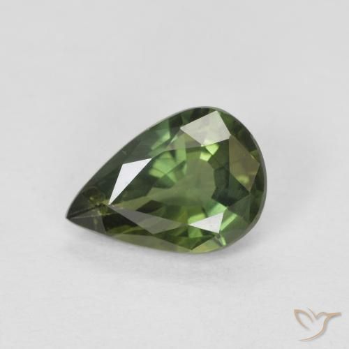0.76ct 天然 ウォームフォレストグリーン サファイア, 洋梨の形, VS