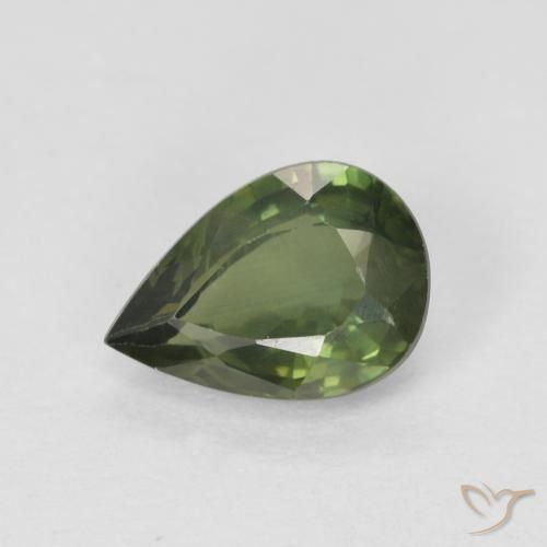 0.89ct 天然 薄いフォレストグリーン サファイア, 洋梨の形, VS