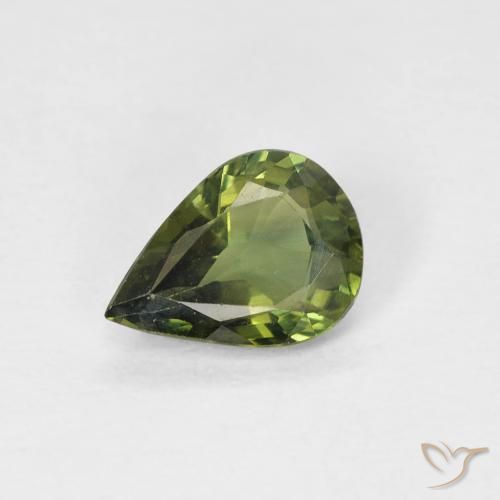 0.69ct 天然 黄みがかったグリーン サファイア, 洋梨の形, VS