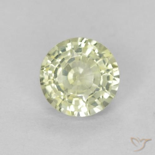 0.46ct 天然 非常に薄い緑がかった黄色 サファイア, ラウンド, VVS