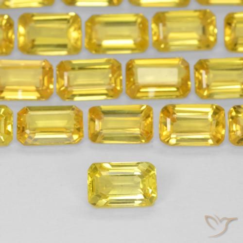 0.38ct 天然 バンブルビーイエロー サファイア, エメラルドカット, VS