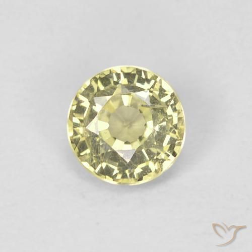0.41ct 天然 薄いイエロー サファイア, ラウンド, VS