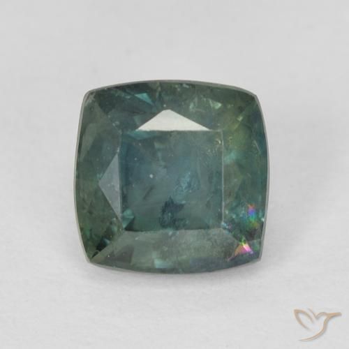 1.14ct 天然 ディープブルーグリーン サファイア, クッション, VS-SI