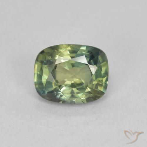 0.72ct 天然 薄いフォレストグリーン サファイア, クッション, VS