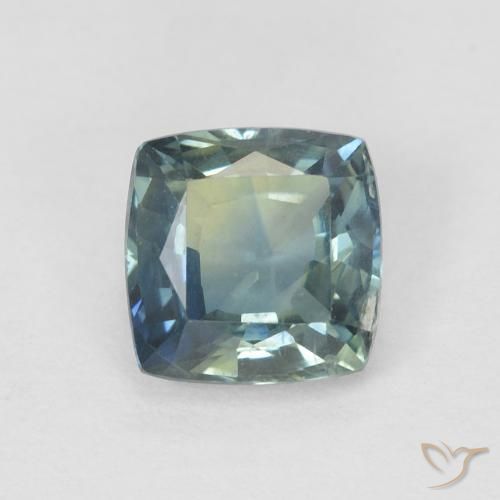 0.91ct 天然 緑がかったブルー サファイア, クッション, VS