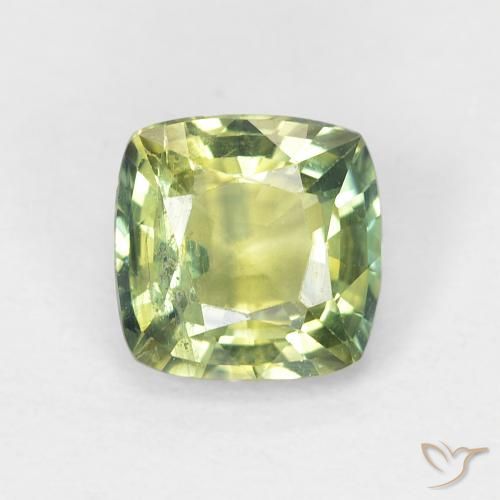 1.19ct 天然 黄みがかったグリーン サファイア, クッション, VS