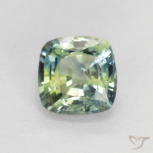 0.89ct 天然 緑がかったブルー サファイア, クッション, VS