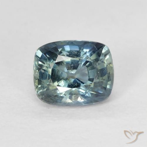 0.81ct 天然 ミディアムブルーグリーン サファイア, クッション, VS