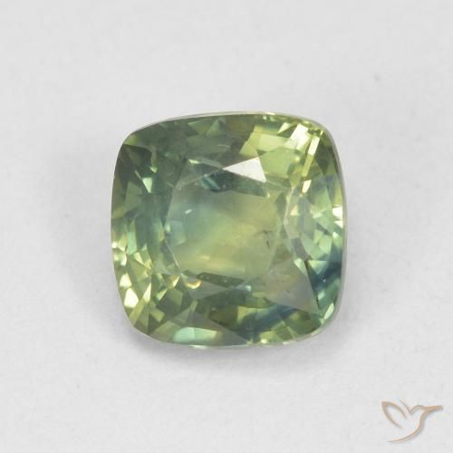1.13ct 天然 薄いフォレストグリーン サファイア, クッション, VS