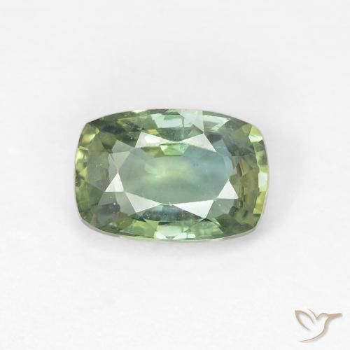 1.00ct 天然 ライトグリーン サファイア, クッション, VVS-VS