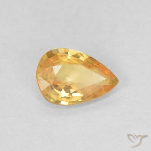 0.39ct 天然 薄いオレンジゴールド サファイア, 洋梨の形, VS