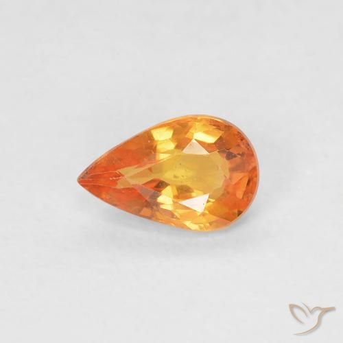 0.52ct 天然 鮮やかなオレンジ サファイア, 洋梨の形, VVS-VS