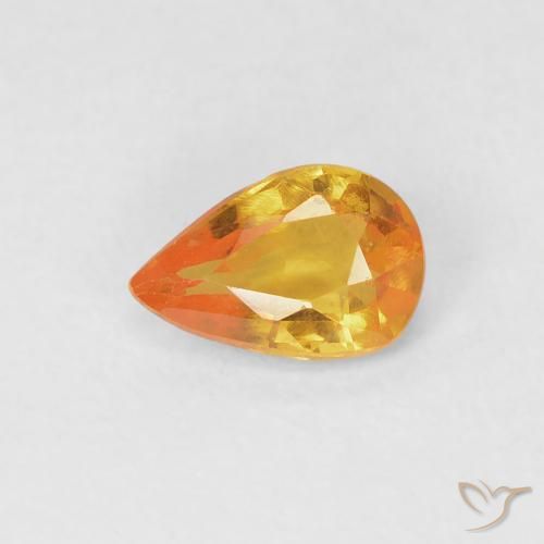 0.50ct 天然 ミディアムオレンジ サファイア, 洋梨の形, VVS-VS