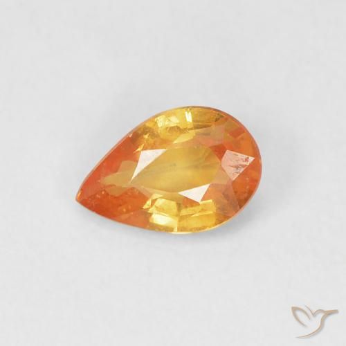 0.52ct 天然 鮮やかなオレンジ サファイア, 洋梨の形, VVS-VS